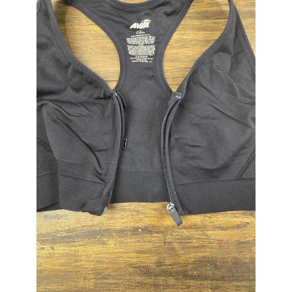 Avia Womens Seamless‎ Front Zip Racerback Sports Bra Black XL AV18191